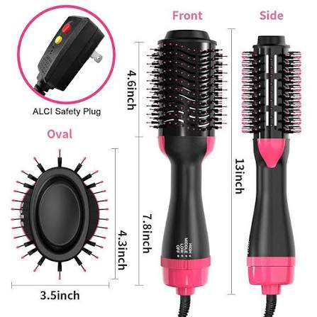 3 in 1 Professional Hot Air Hair Brush Styler - Dryer, Straightener & Curler
